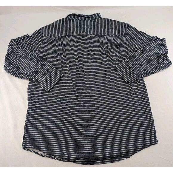 Duluth Trading Men's L‎ Free Swingin' Flannel Relaxed Fit Shirt Blue Striped - Picture 14 of 14